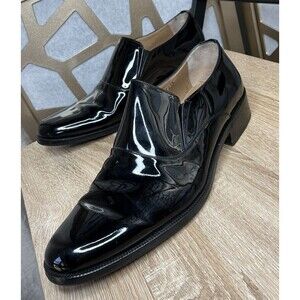 BENITO Dress SHOES SLIP ON LOAFERS GORE Patent LEATHER BLACK MEN 8.5